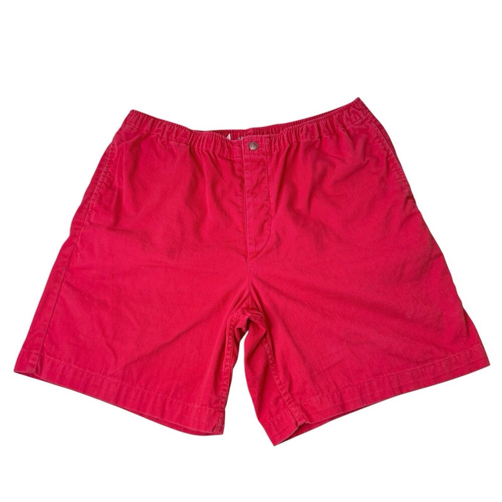 VTG Polo Ralph Lauren Shorts M Red USA Made Elastic Waist Button Fly Preppy 90s